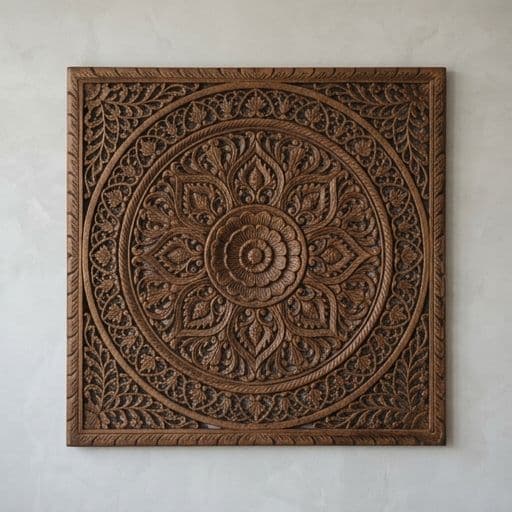 Intricate Floral Jali Teak Wall Panel - View 1