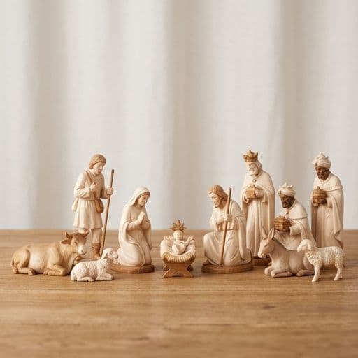 Complete Handcrafted Christmas Nativity Set (12 Pieces) - View 1